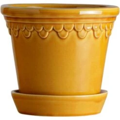 Bergs Potter Copenhagen Pot With Saucer Yellow, Ø16 Cm