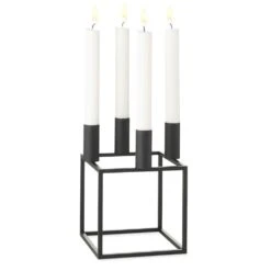 By Lassen Kubus 4 Candle Holder, Black