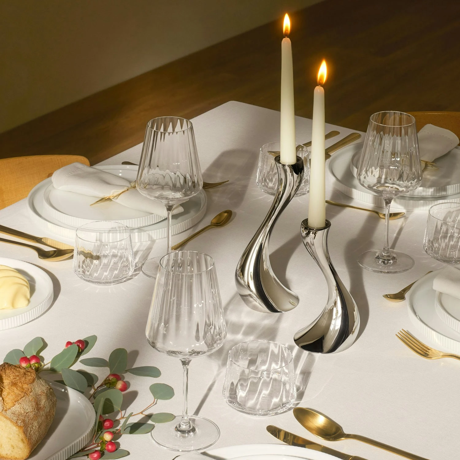 Georg Jensen Cobra Candle Holders 2 Pcs, Candles Included - Image 2