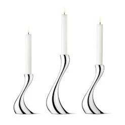 Georg Jensen Cobra Candle Holders Set 3 Pieces, Candles Included