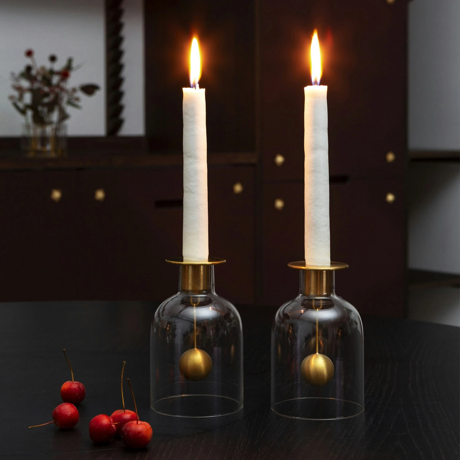 Klong Bell Candle Stick, Glass/Brass - Image 3