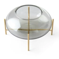Menu Echasse Hurricane Tea Light Holder, Smoke/Brushed Brass
