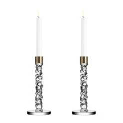 Orrefors Carat Candle Holder H 24,2 Cm, 2-Pack, Brass