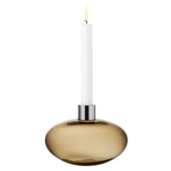 Orrefors Pluto Candlestick, Golden Brown