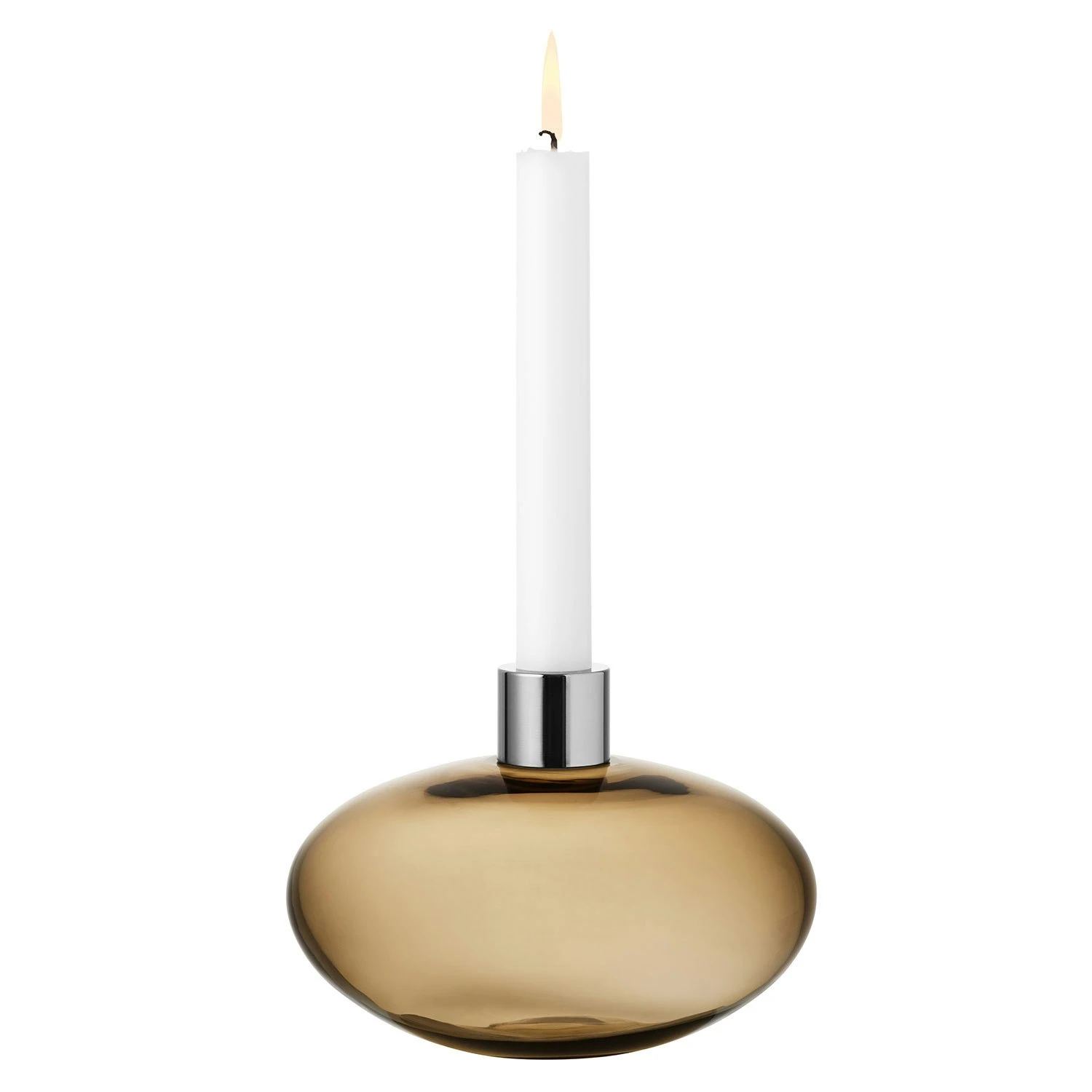 Orrefors Pluto Candlestick, Golden Brown