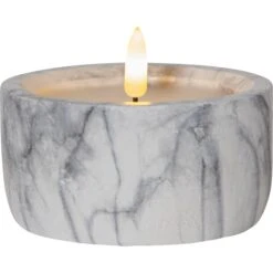 Star Trading Flamme LED Pillar Candle Marble, 7,5 Cm