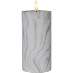 Star Trading Flamme LED Pillar Candle Marble, 17,5 Cm