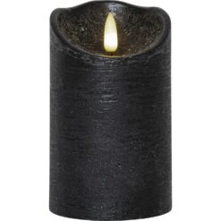 Star Trading Flamme Rustic LED Pillar Candle Black, 12 Cm