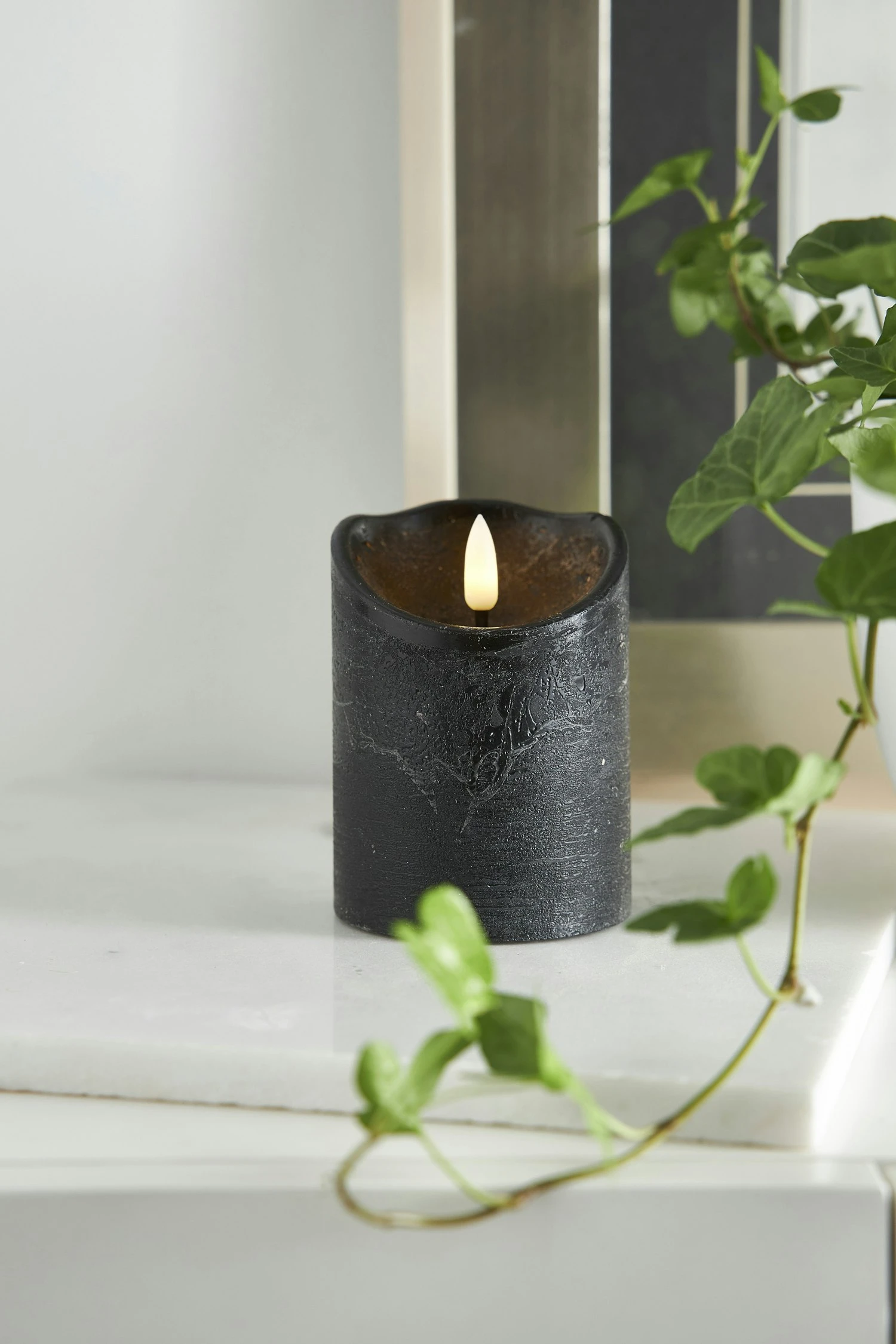 Star Trading Flamme Rustic LED Pillar Candle Black, 10 Cm - Image 2