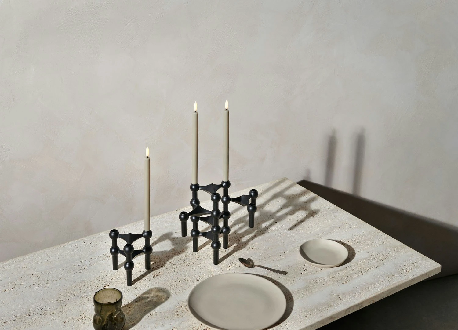 Nagel Candlestick 3 Pieces, Matte Black - Image 3