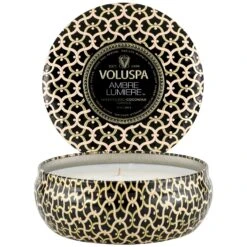 Voluspa Maison 3-Wick Tin Scented Candle, Ambre Lumiere