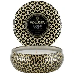 Voluspa Maison 3-Wick Tin Scented Candle, Suede Noir